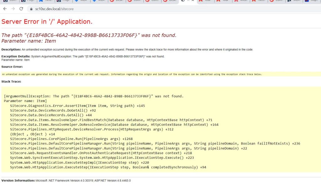 [ArgumentNullException: The path "{E18F4BC6-46A2-4842-898B-B6613733F06F}" was not found.