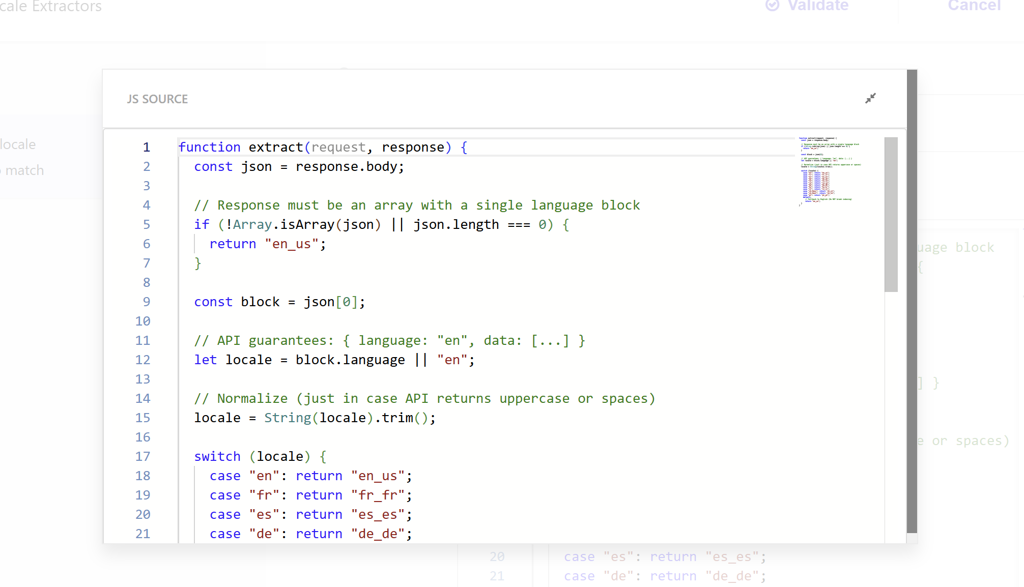 Locale Extractor Configuration