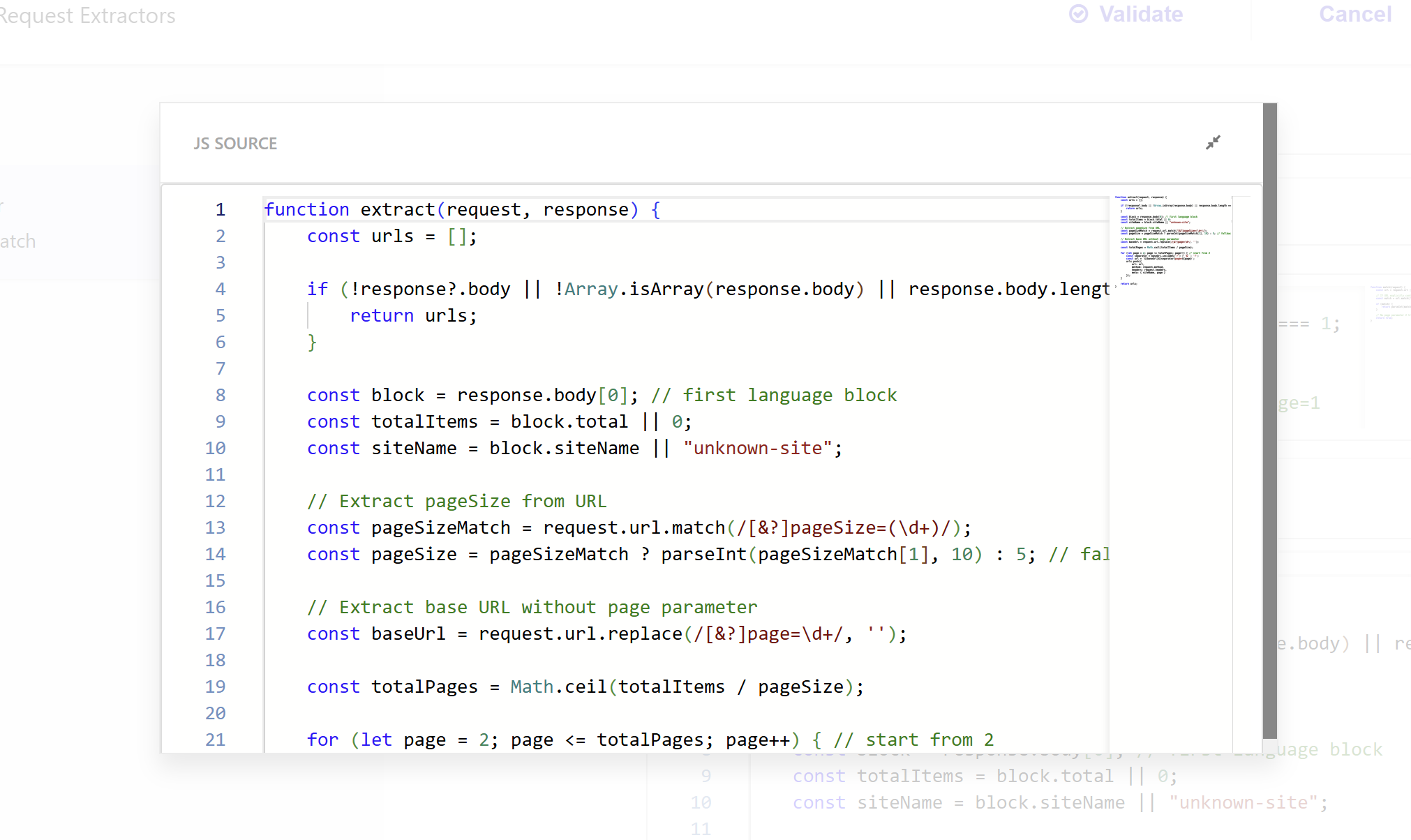 Request Extractor Configuration